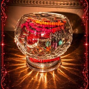 “Red, Red, Red” Mystery Crystal Bowl Filled with Colorful Jewelry